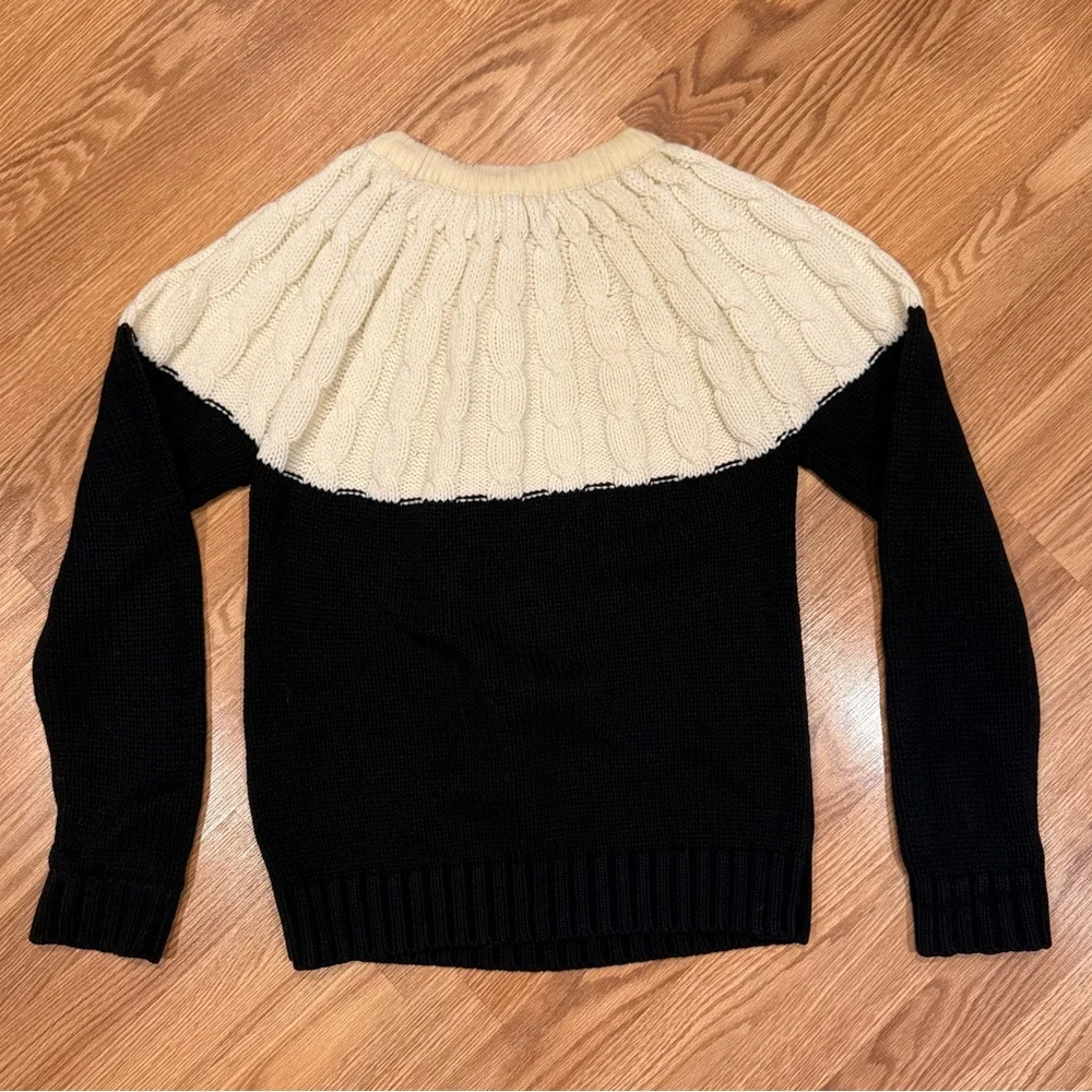 Vintage National Shirt Shops‎ Cable Knit Yoke Sweater cream, black Size Medium